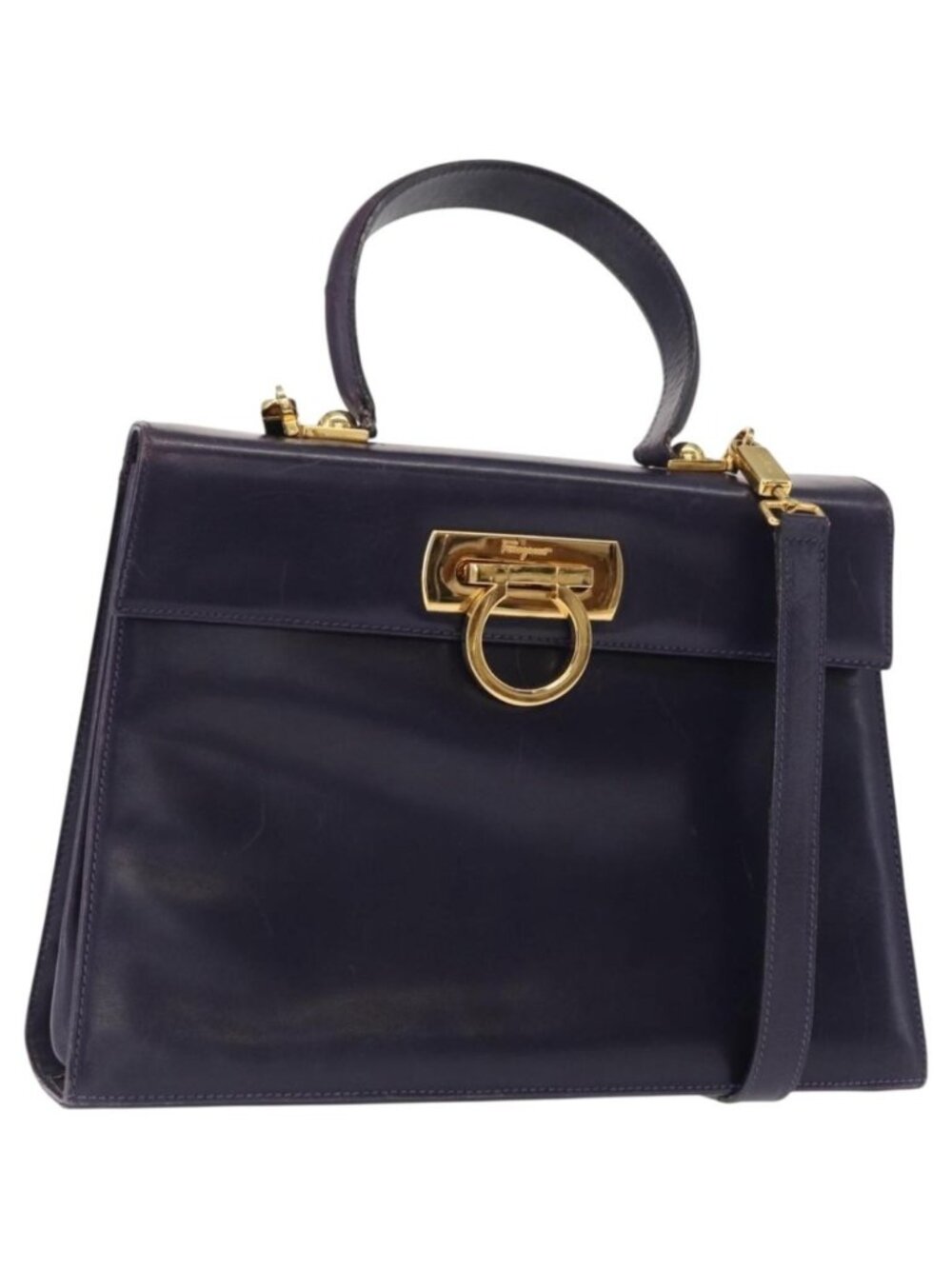 Salvatore Ferragamo Gancini Tote Bag Leather 2way Purple Gold